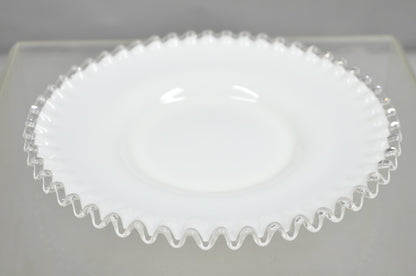 Vintage Fenton Silver Crest 12" Milk Glass Ruffled Edge Plate Platter - Set of 6