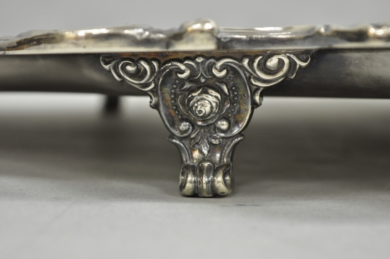 Antique Wallace Baroque Large 28" Silver Plated Serving Bar Tray w/ Handles
