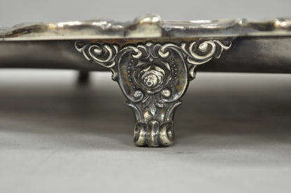 Antique Wallace Baroque Large 28" Silver Plated Serving Bar Tray w/ Handles