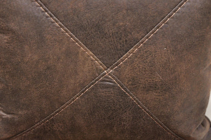 (4) Contemporary Mediterranean Red and Brown Tapestry Faux Leather Throw Pillows