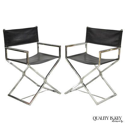 Vintage Daystrom Mid Century Modern Chrome & Naugahyde Directors Chairs - Pair