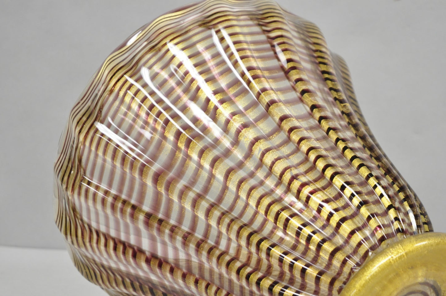 Ercole Barovier Zebrato Murano Art Glass Vase Zebrati for Ferro Toso Barovier