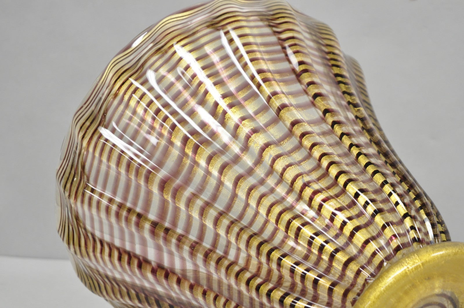 Ercole Barovier Zebrato Murano Art Glass Vase Zebrati for Ferro Toso Barovier