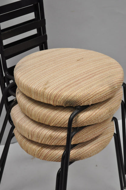 Vintage Arthur Umanoff Wrought Iron Ladder Back MCM Dining Chairs - Set of 4