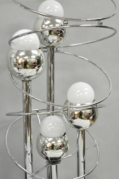 Vintage Mid Century Modern George Kovacs Spiral Chrome Ball Table Lamps - a Pair
