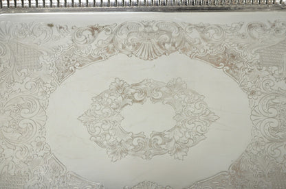 Vintage English Victorian Large Silver Plated Twin Handle Serving Platter Tray