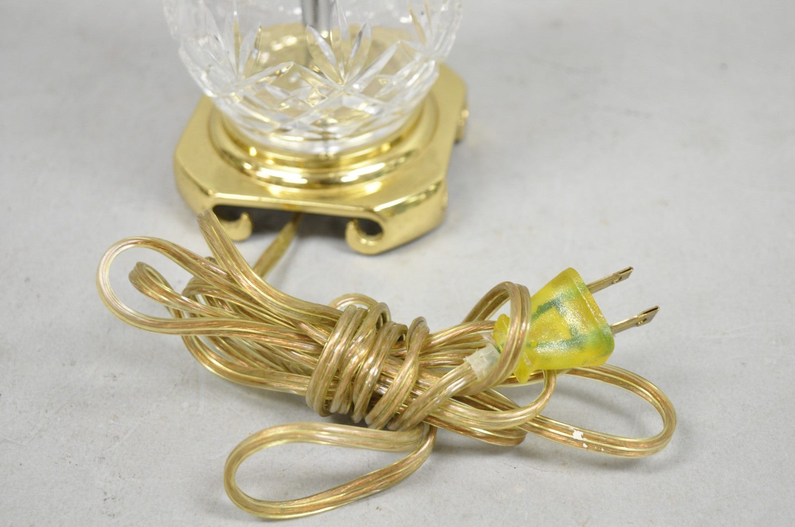 Waterford Style Small Petite Cut Glass Brass Boudoir Table Lamp by Great Creator