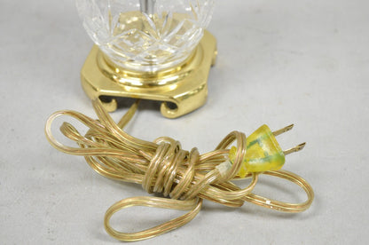 Waterford Style Small Petite Cut Glass Brass Boudoir Table Lamp by Great Creator