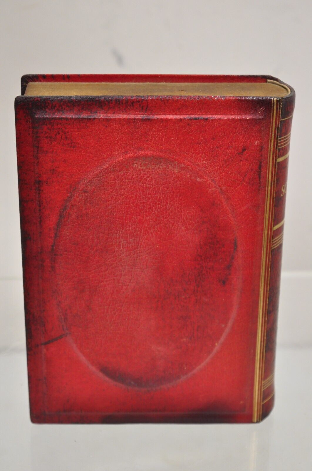 Vintage Italian Regency Red Leather Bound "Science" Faux Book Bookend