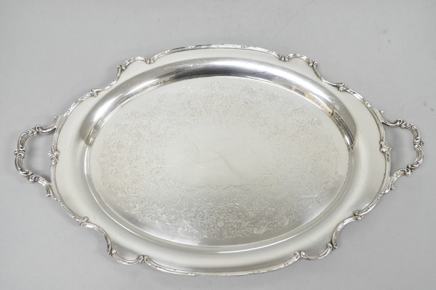 Vintage 1847 Rogers Bros "Reflection" Silver Plated Oval Serving Platter Tray