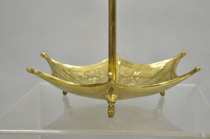 Vintage English Victorian Style Brass Umbrella Cane Stand w/ Serpent Handle