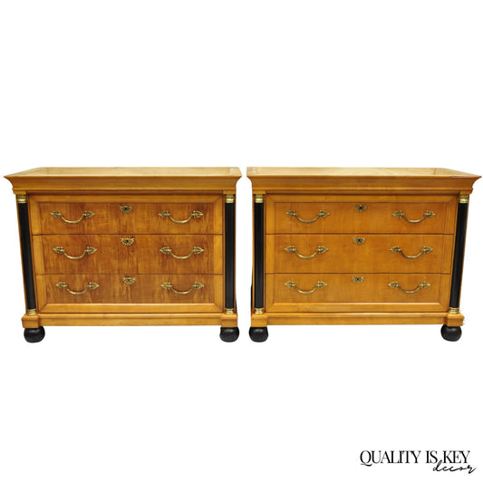 Thomasville Grand Classics Empire Biedermeier Maple Bachelor Chest Dresser, Pair