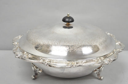 Vintage Webster Wilcox "Rochelle" Silver Plated Round Covered Serving Bowl Dish