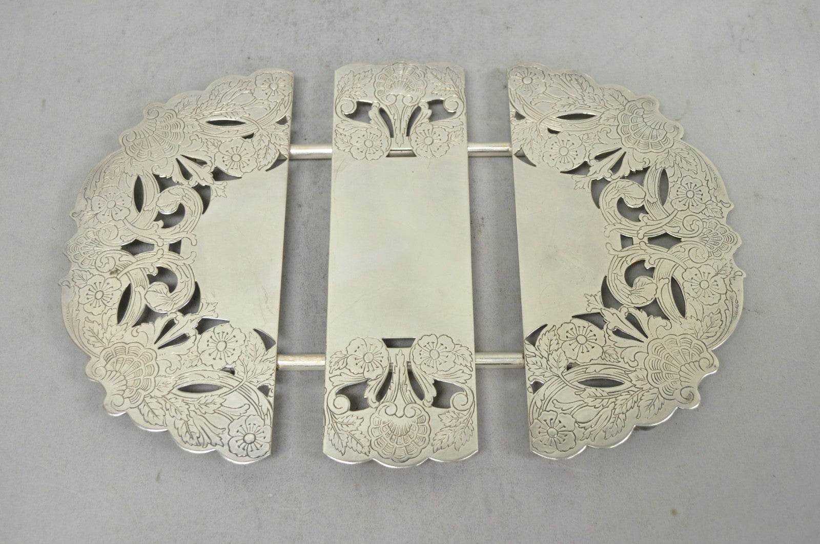 Vintage LBS Co Victorian Silver Plated Expanding 3 Section Pot Trivet