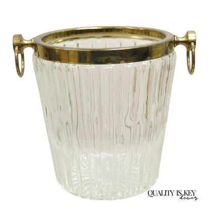 Vintage Hollywood Regency Brass & Glass Champagne Wine Chiller Ice Bucket