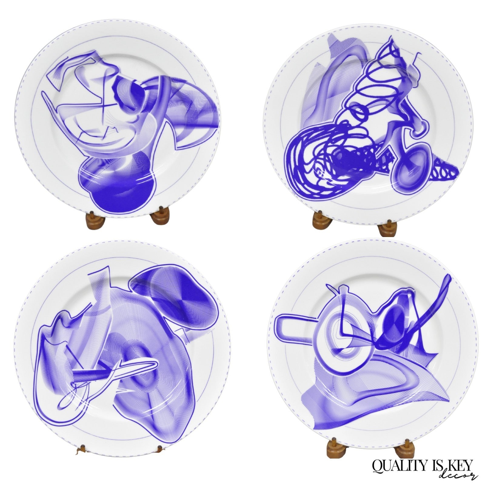 Frank Stella David Mirvish Designs Vortex Engravings 5-8 Indigo Plate - Set of 4