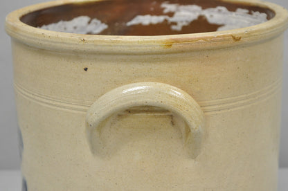 Antique A.E. Smith & Sons Cobalt Blue Painted Flower 3 Gallon Stoneware Crock