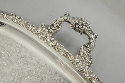 Antique E.G. Webster & Son Victorian Silver Plated Floral Repousse Serving Tray