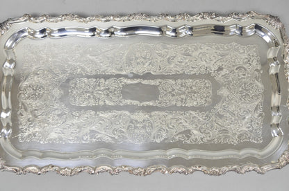 Vintage Sheridan Victorian Silver Plated Narrow Footed Serving Platter Bar Tray
