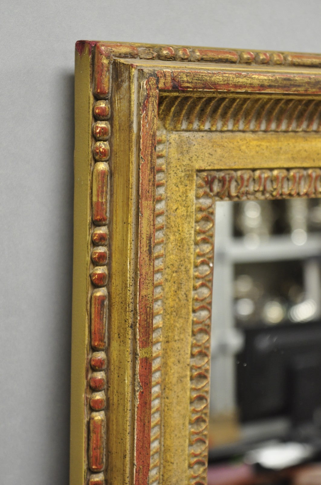 Vintage Italian Hollywood Regency Gold Giltwood Large Rectangular Wall Mirror