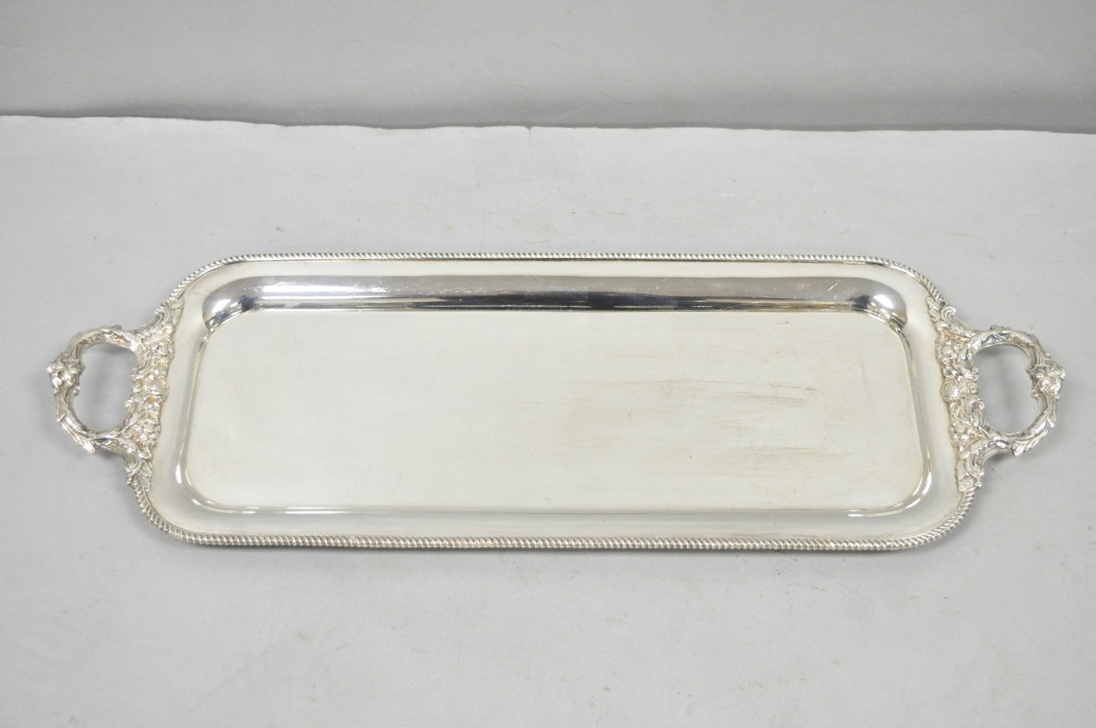 Vintage Barker Ellis English Regency Narrow Silver Plated Serving Dish Bar Tray