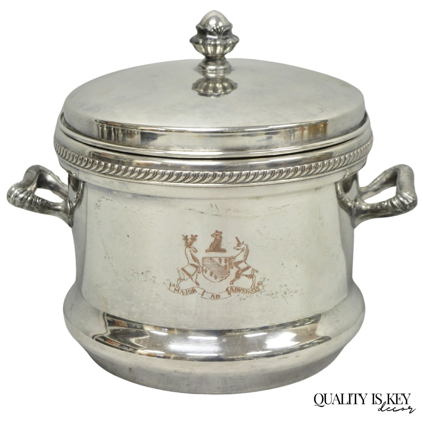 Vintage FB Rogers English Regency Silver Plated Coat of Arms Covered Ice Bucket