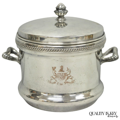 Vintage FB Rogers English Regency Silver Plated Coat of Arms Covered Ice Bucket