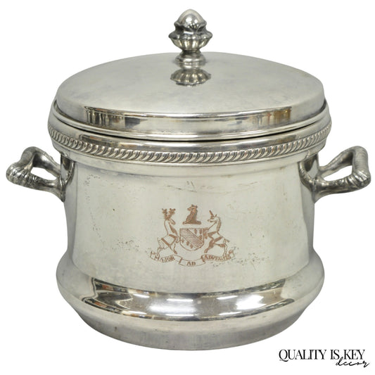 Vintage FB Rogers English Regency Silver Plated Coat of Arms Covered Ice Bucket