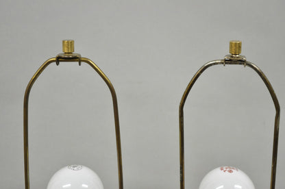 Antique French Empire Carved Italian White Marble Victorian Table Lamps - a Pair