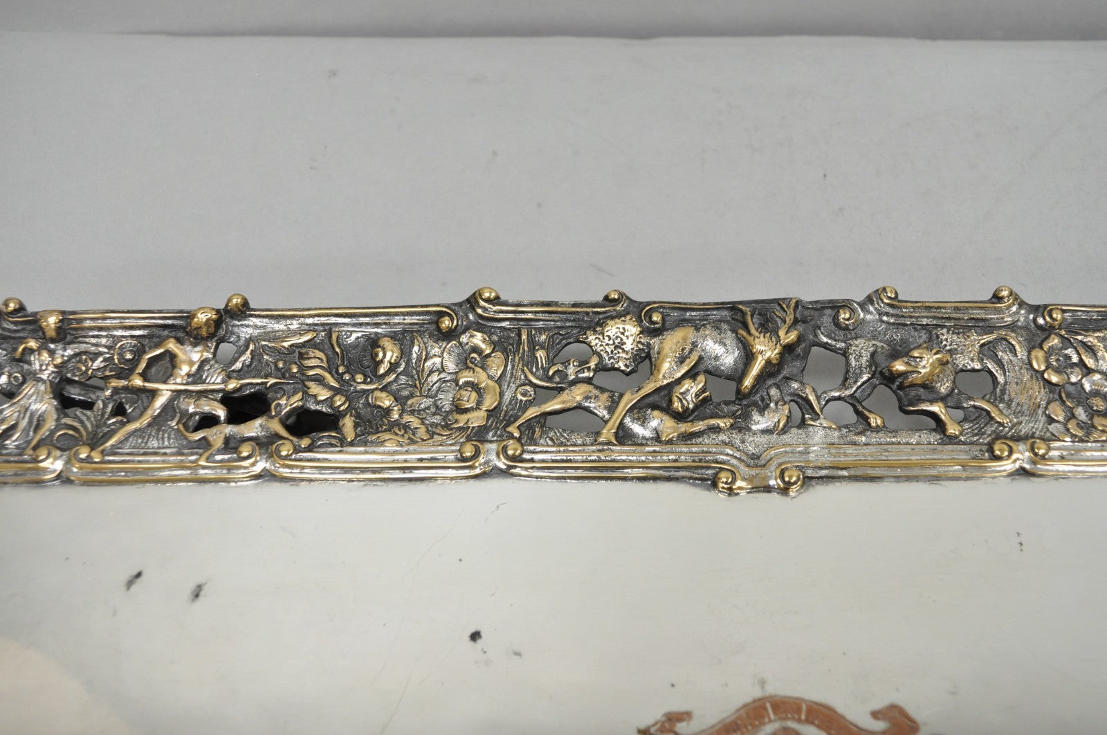 French Renaissance Bacchanal Scene Silver Plated Bacchus Figural Platter Tray