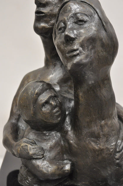 Sheryl C. Benjamin "The Family" Modern Abstract Cast Bronze Figure Sculpture