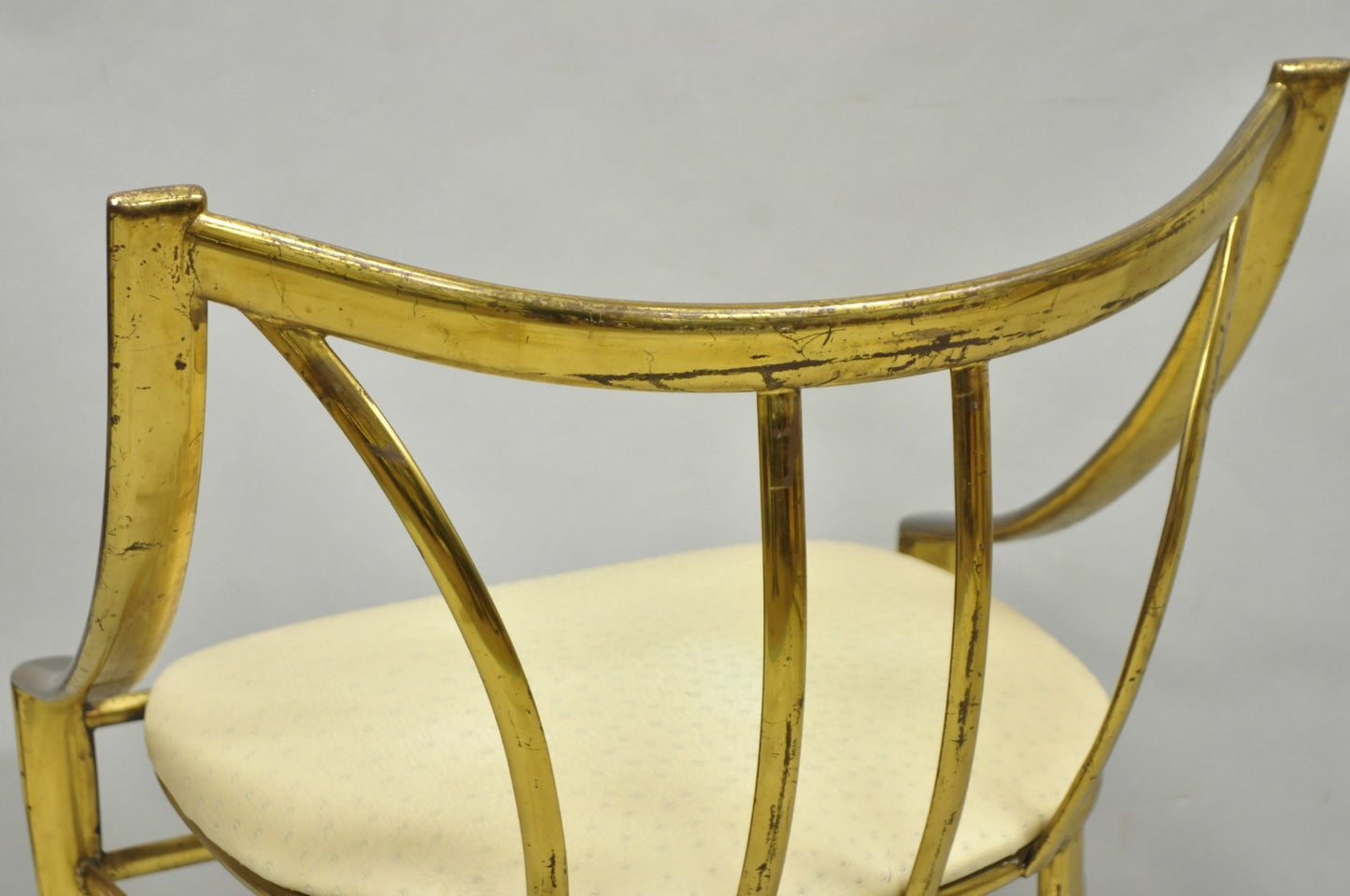 Vintage Italian Hollywood Regency Sculptural Brass Chiavari Style Accent Chair