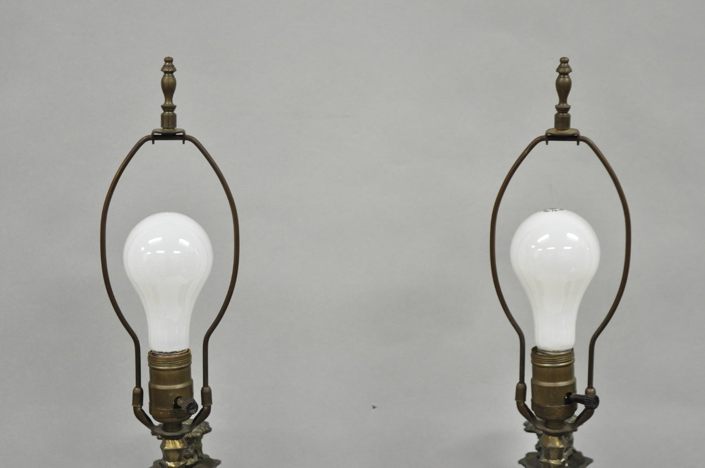 French Renaissance Figural Spelter Metal Cherub Candelabra Table Lamps - a Pair