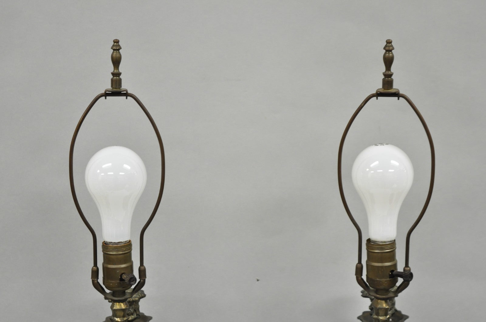French Renaissance Figural Spelter Metal Cherub Candelabra Table Lamps - a Pair