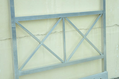 Mid Century Modern Aluminum Metal Finial Post X-Frame Queen Size Bed Headboard