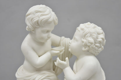 French Parian Porcelain Bisque "Feed My Lambs" Christ & St John Statue Sculpture
