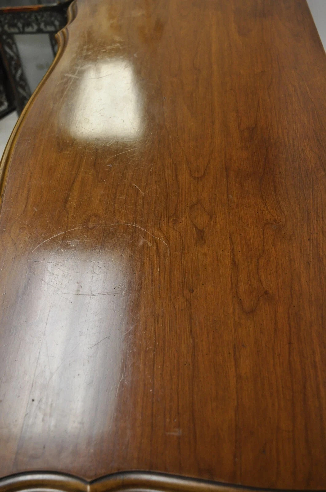 Vintage French Louis XV Country Style Sienna Cherry Bombe Commode Chest Dresser