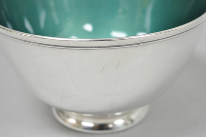 Vintage Mid Century Modern Towle 5003 Green Enamel Silver Plated 7" Footed Bowl