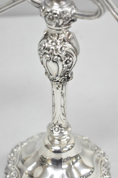 Vintage International Silver Co Countess Silver Plated 3 Arm Candelabra - Pair