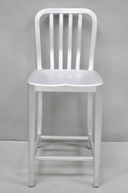 Art Deco Navy Style Aluminum Metal 24" Counter Stool Barstool Chair - Set of 4