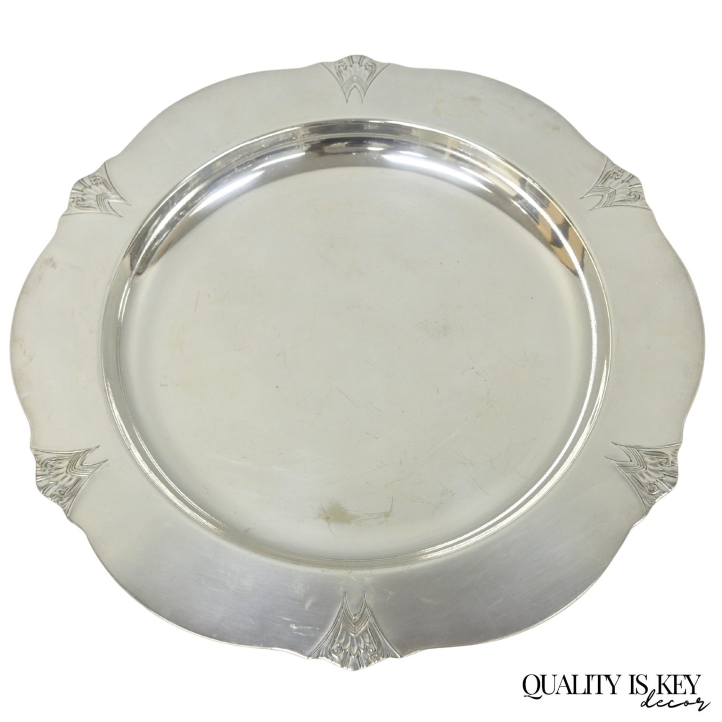 Vintage Victor SP Co Art Deco Silver Plated Charger Serving Dish Platter Plate