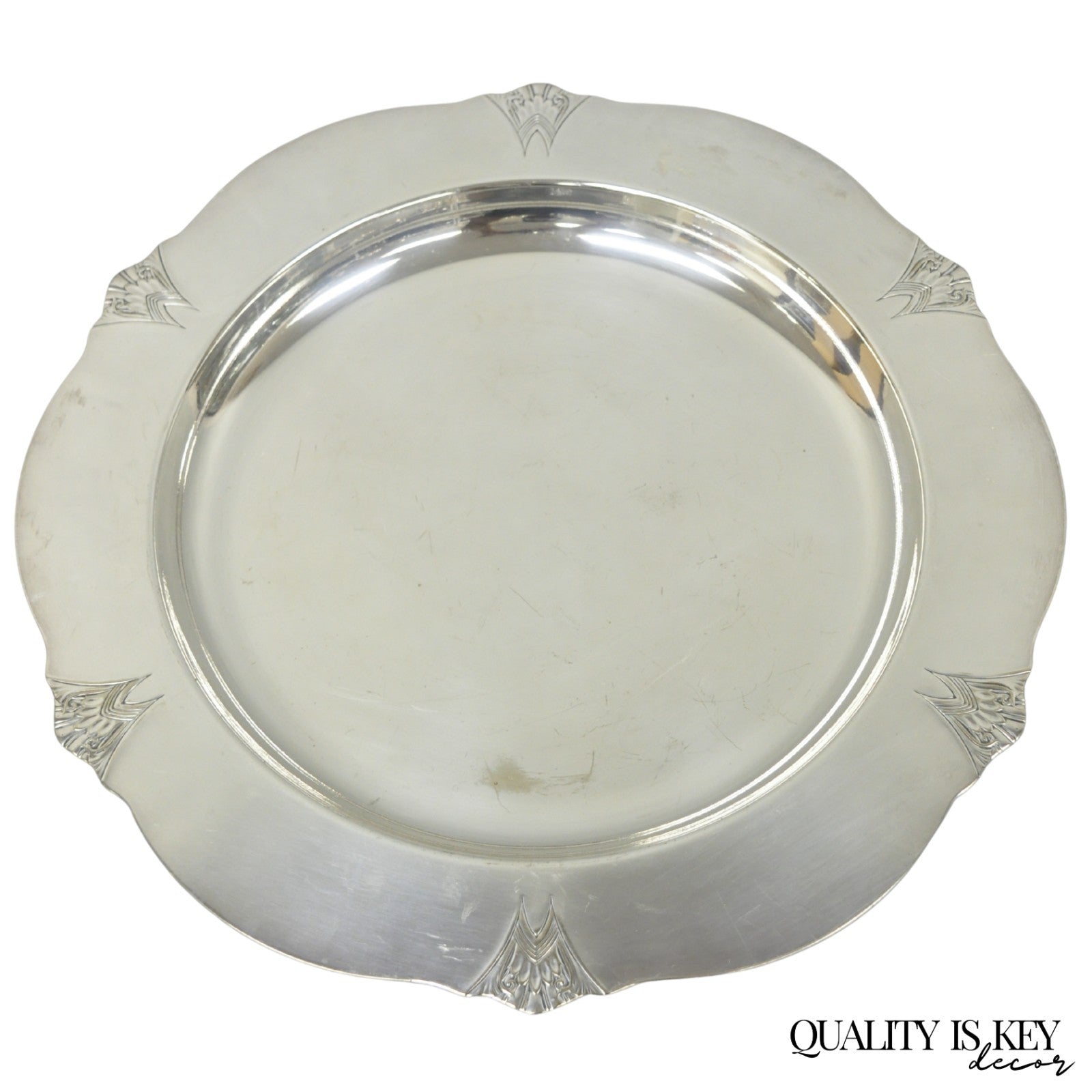 Vintage Victor SP Co Art Deco Silver Plated Charger Serving Dish Platter Plate