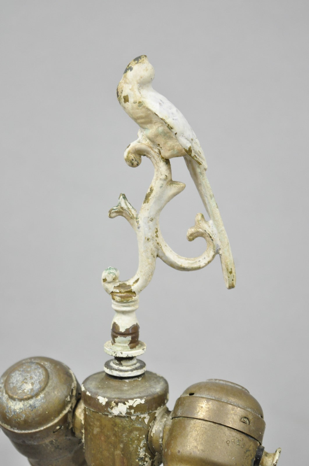 Antique Italian Blanc de Chine White Porcelain Perched Parrot Bird Table Lamp