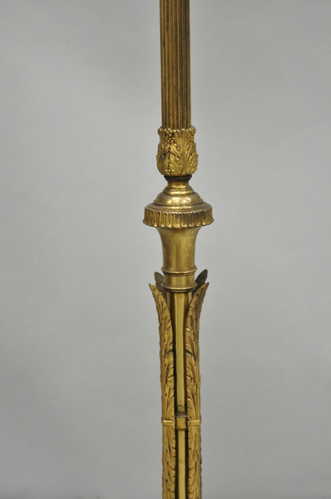 Antique Art Deco Brass & Green Onyx Pole Floor Lamp by Mutual Sunset Lamp Co.