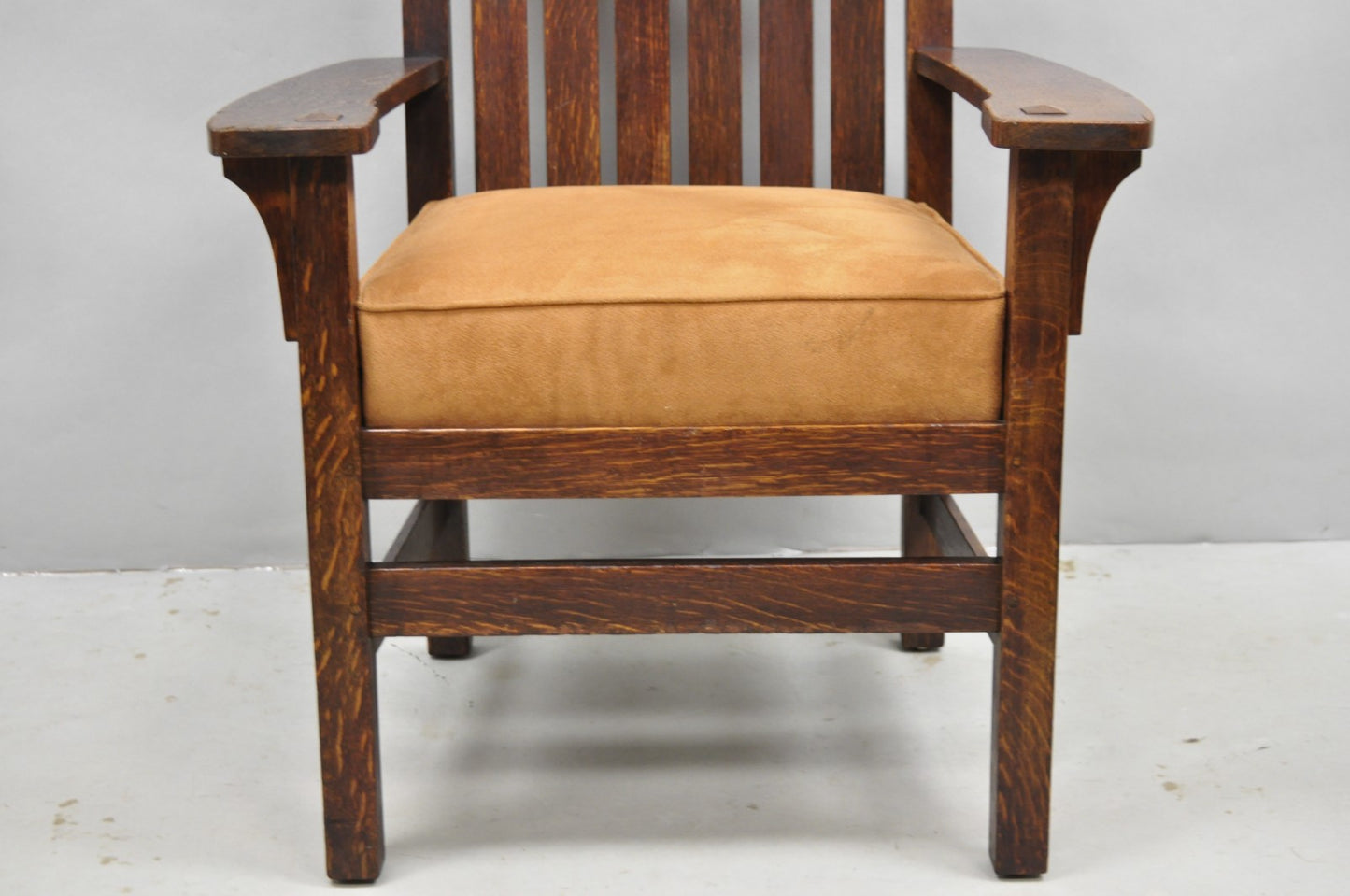 Antique Stickley & Brandt Mission Oak Arts & Crafts Arm Chair with Drop Seat