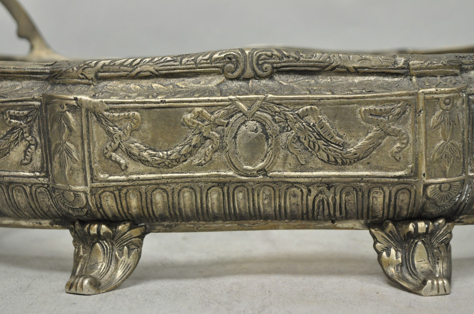 Vintage French Louis XVI Baroque Style Bronze Planter Centerpiece Bowl Dish