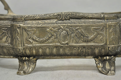 Vintage French Louis XVI Baroque Style Bronze Planter Centerpiece Bowl Dish