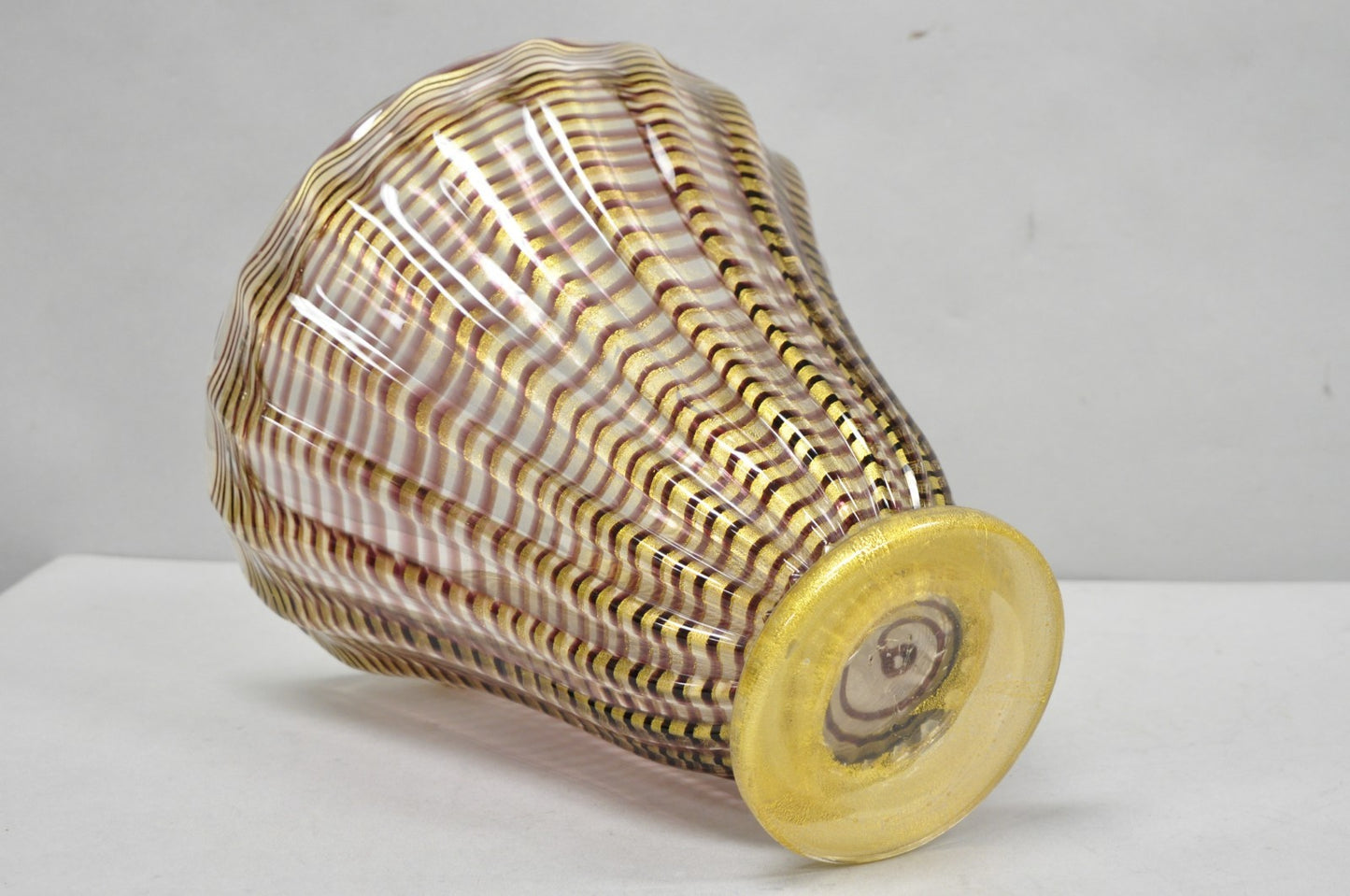 Ercole Barovier Zebrato Murano Art Glass Vase Zebrati for Ferro Toso Barovier