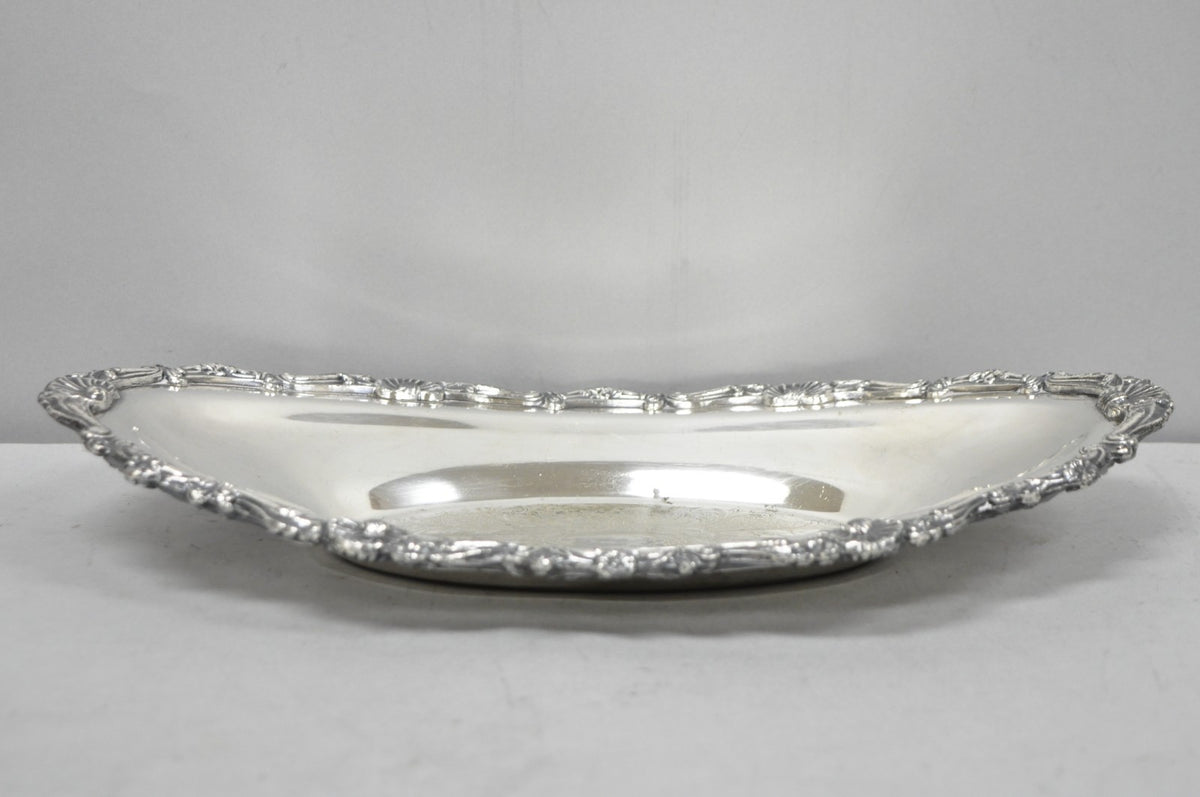 Vintage Victorian Style Silver Plated Oval 13.5" Trinket Serving Dish (D)