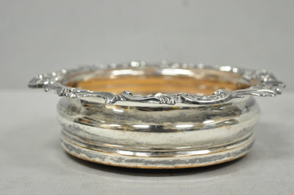 Antique English Victorian Silver Plated Floral Repousse Bar Wine Bottle Coaster